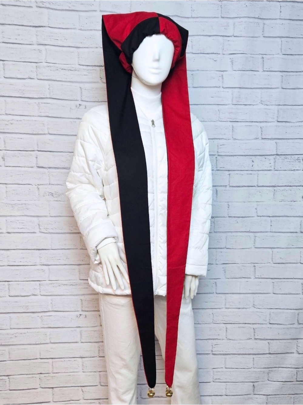 Jester Harlequin Hat (fleece) - Extra Long - Bells -